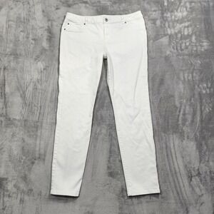 INC International Concepts Jeans Womens 14 White Mid Rise Skinny Leg Stretch